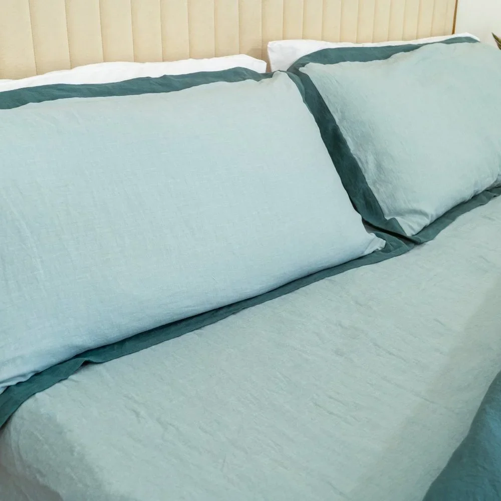 %100FrenchFlaxLinen King Size Duvet Cover Set with Fitted Sheet and Pillow Cases - Picture 7 of 8